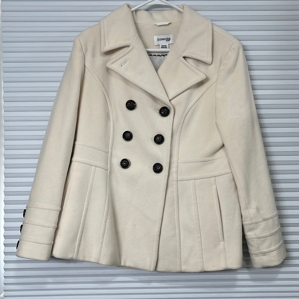 Cream Pea Coat, St. John’s Bay